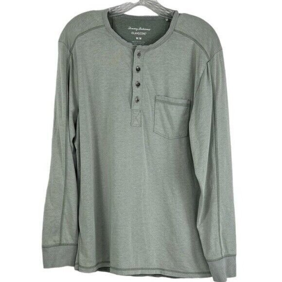 Tommy Bahama Other - Tommy Bahama Island Zone Prima Cotton Sage 3 Bottom Long Sleeve Henley Shirt M